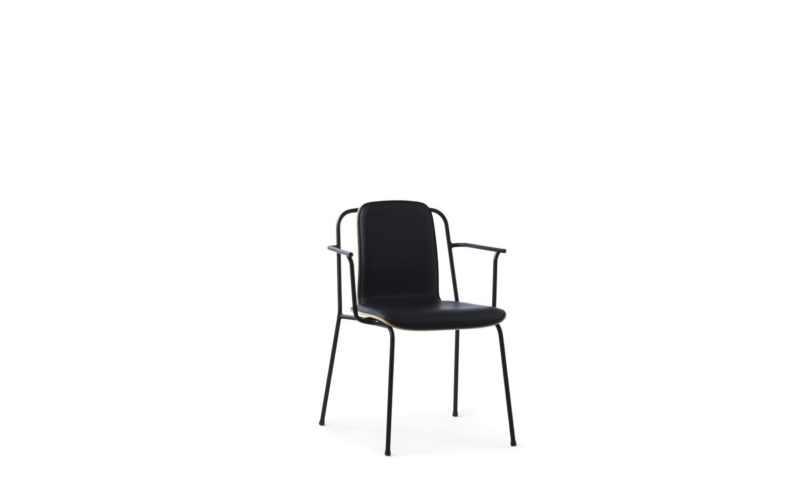 Studio Armchair Front Upholstery Black Steel Oak Ultra Leather Normann Copenhagen